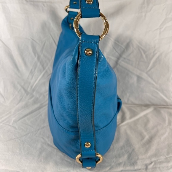 AUTHENTIC MK - MICHAEL KORS GENUINE LEATHER Aqua Blue SHOULDER BAG with WALLET - Picture 6 of 16